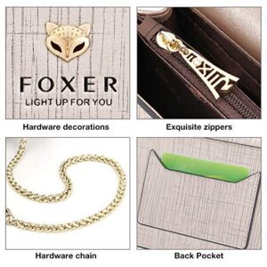 FOXER Small Crossbody Purse for Women, Saffiano Leather Ladies Mini Shoulder Chain Bag (Gold)