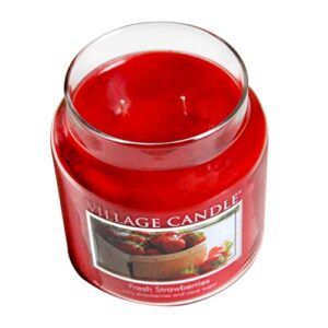 Village Candle Fresh Strawberries 26 oz Glass Jar Scented Candle, Large