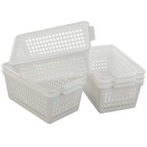 Fiazony 6-Pack White Plastic Storage Basket, Small Storage Basket