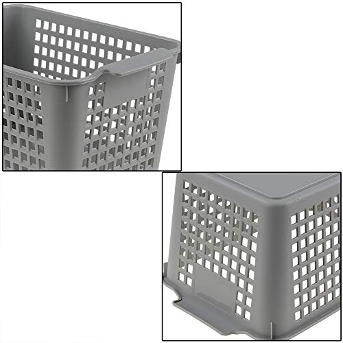 Ggbin Plastic Storage Organizer Basket, Grey Woven Plastic Baskets, 6-Pack