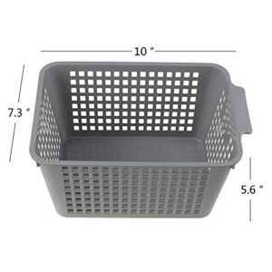 Ggbin Plastic Storage Organizer Basket, Grey Woven Plastic Baskets, 6-Pack