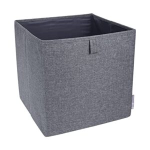 bigso soft multi purpose foldable cube storage box | collapsible fabric storage cube for storage on shelves | polyester fabric foldable storage cube organizer for closets | 12.4’’x12.4’’x12.4’’ | grey