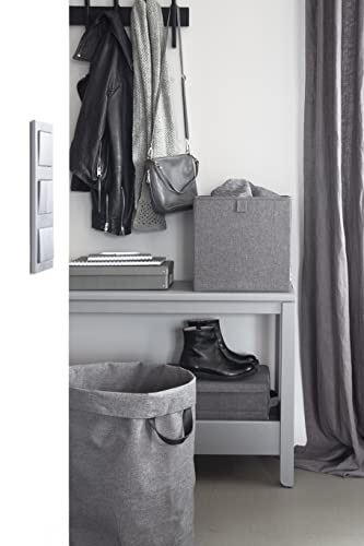Bigso Soft Multi Purpose Foldable Cube Storage Box | Collapsible Fabric Storage Cube for Storage on Shelves | Polyester Fabric Foldable Storage Cube Organizer for Closets | 12.4’’x12.4’’x12.4’’ | Grey