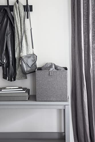 Bigso Soft Multi Purpose Foldable Cube Storage Box | Collapsible Fabric Storage Cube for Storage on Shelves | Polyester Fabric Foldable Storage Cube Organizer for Closets | 12.4’’x12.4’’x12.4’’ | Grey