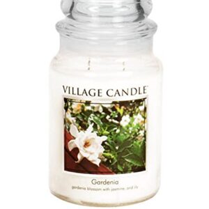 Village Candle Gardenia Large Glass Apothecary Jar Scented Candle, 21.25 oz, White