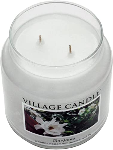 Village Candle Gardenia Large Glass Apothecary Jar Scented Candle, 21.25 oz, White