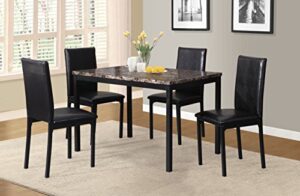 roundhill furniture 5 piece citico metal dinette set with laminated faux marble top – black