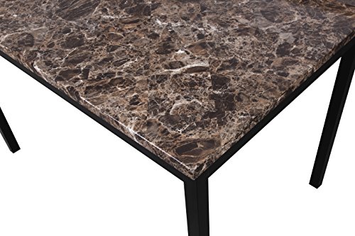 Roundhill Furniture 5 Piece Citico Metal Dinette Set with Laminated Faux Marble Top - Black