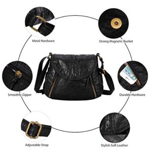 Angel Barcelo Crossover Purse and Handbags Crossbody Bags for Women,Ultra Soft Leather Neatpack Bag Shoulder Purses for Girl Black