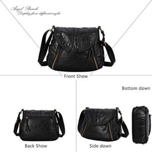 Angel Barcelo Crossover Purse and Handbags Crossbody Bags for Women,Ultra Soft Leather Neatpack Bag Shoulder Purses for Girl Black