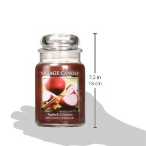 Village Candle Apples & Cinnamon Large Apothecary Jar, Scented Candle, 21.25 oz.