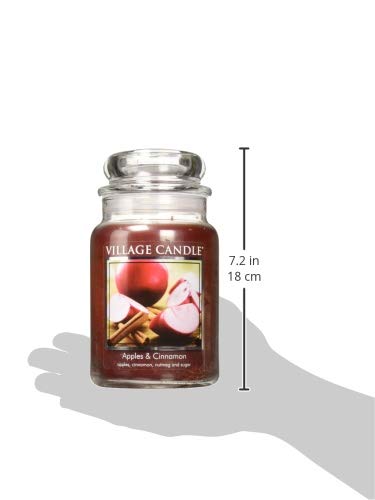 Village Candle Apples & Cinnamon Large Apothecary Jar, Scented Candle, 21.25 oz.