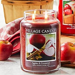 Village Candle Apples & Cinnamon Large Apothecary Jar, Scented Candle, 21.25 oz.