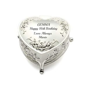 engravable heart shaped jewelry box for bridal attendant