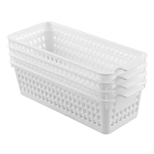 saedy 4-pack slim storage basket, plastic organized baskets, white