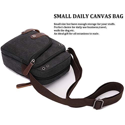 Small Canvas Crossbody bag Cell Phone Purse Handbag Crossbody Wallet Travel Shoulder Bag for Women (Black)