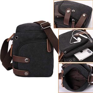 Small Canvas Crossbody bag Cell Phone Purse Handbag Crossbody Wallet Travel Shoulder Bag for Women (Black)