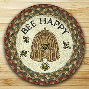 earth rugs trivet, 10″, bee happy