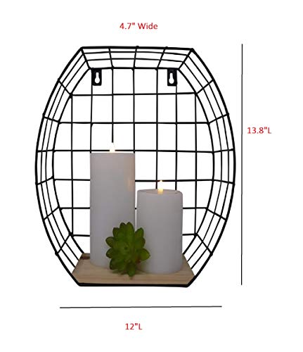 THE NIFTY NOOK I Set of 2 I Farmhouse Metal and Wood I Wall Shelves I Home and Kitchen Storage (Black Curves)