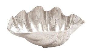 deco 79 aluminum sea life shell decorative bowl, 17″ x 11″ x 7″, silver