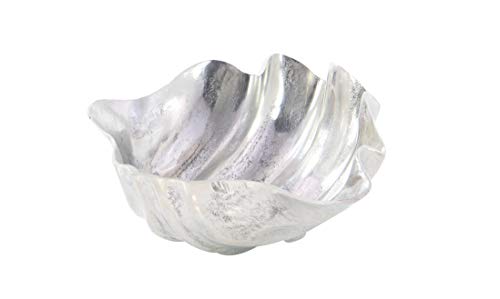 Deco 79 Aluminum Sea Life Shell Decorative Bowl, 17" x 11" x 7", Silver