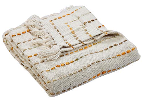 LR Home Soft Luxury Handmade Boho Striped Throw Blanket with Fringe 50" x 60"