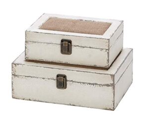 deco 79 farmhouse wood rectangle box, set of 2 10″, 8″w, white