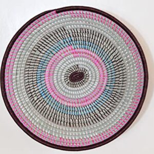 Large Hand Woven African Basket - 12 Inches Sweetgrass Basket - Woven Bowl - Handmade in Rwanda, RB241