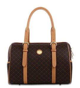 rioni the michigan carrier st20272 classic signature brown canvas leather satchel shoulder bag