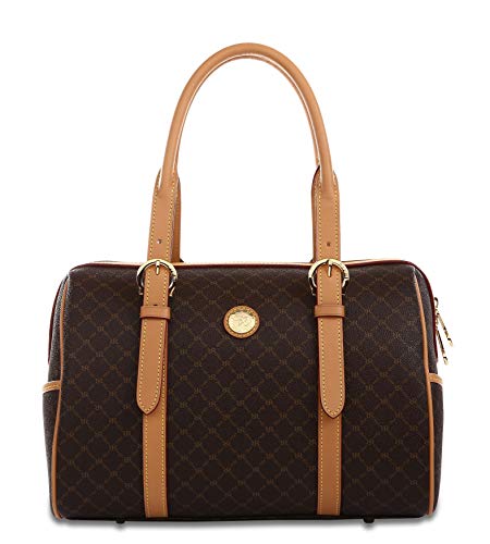 Rioni the Michigan Carrier St20272 Classic Signature Brown Canvas Leather Satchel Shoulder Bag