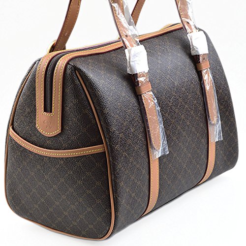 Rioni the Michigan Carrier St20272 Classic Signature Brown Canvas Leather Satchel Shoulder Bag