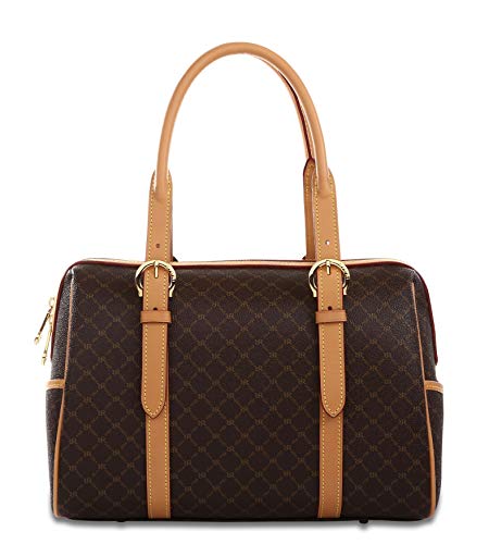 Rioni the Michigan Carrier St20272 Classic Signature Brown Canvas Leather Satchel Shoulder Bag