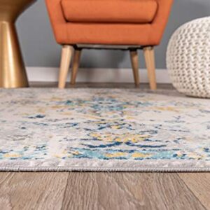 Rugshop Bohemian Distressed Design Area Rug 5' x 7' Blue