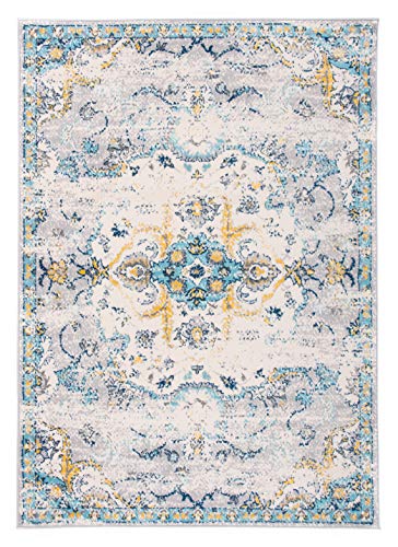 Rugshop Bohemian Distressed Design Area Rug 5' x 7' Blue