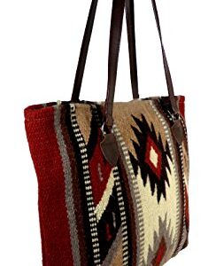 Large Tote Bag, Women's Mayan Hand-woven Wool Tote Purse (Rico B)