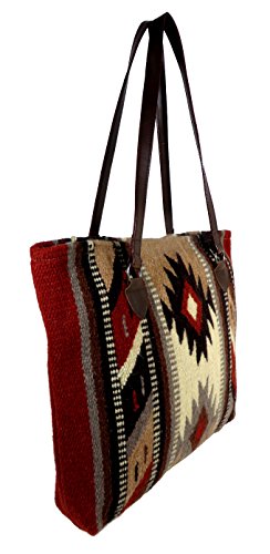 Large Tote Bag, Women's Mayan Hand-woven Wool Tote Purse (Rico B)