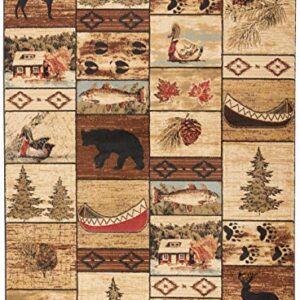 Rug Empire Rustic Lodge River Run Cabin 5X7 Area Rug, 5'3x7'3