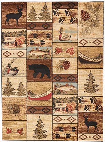 Rug Empire Rustic Lodge River Run Cabin 5X7 Area Rug, 5'3x7'3