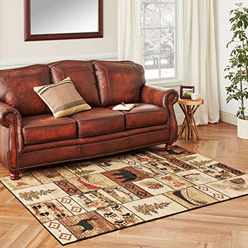 Rug Empire Rustic Lodge River Run Cabin 5X7 Area Rug, 5'3x7'3