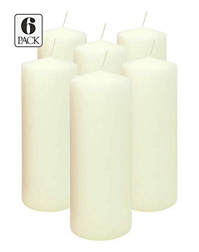 Hyoola Ivory Pillar Candles 3x8 Inch - Unscented Pillar Candles - 6-Pack - European Made