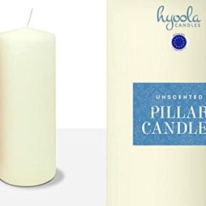 Hyoola Ivory Pillar Candles 3x8 Inch - Unscented Pillar Candles - 6-Pack - European Made