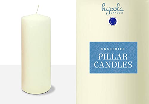 Hyoola Ivory Pillar Candles 3x8 Inch - Unscented Pillar Candles - 6-Pack - European Made