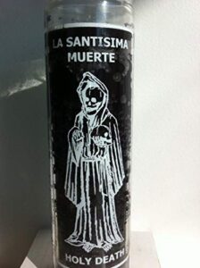 holy death (santa muerte) 7 day black unscented candle in glass