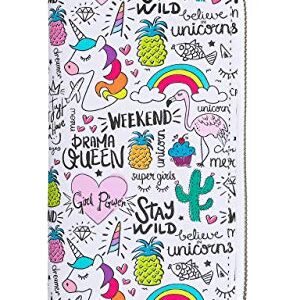 Rave Envy Drama Queen Wallet for Women - Multi-Purpose Designer Travel Wallet with Unicorn Rainbow & Animal Print - Multi-pocket Long Hand Purse for Kids & Teen Girls