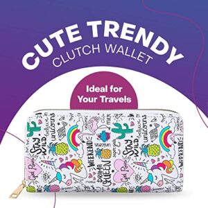 Rave Envy Drama Queen Wallet for Women - Multi-Purpose Designer Travel Wallet with Unicorn Rainbow & Animal Print - Multi-pocket Long Hand Purse for Kids & Teen Girls