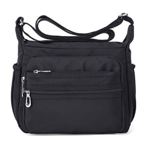 notag crossbody bag for women waterproof shoulder bag lightweight messenger bag casual nylon purse handbag with multi-pocket,2 size (large, black)