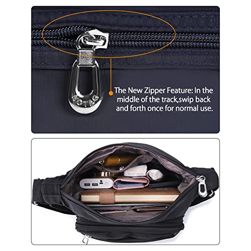 NOTAG Crossbody Bag for Women Waterproof Shoulder Bag Lightweight Messenger Bag Casual Nylon Purse Handbag with Multi-Pocket,2 Size (Large, Black)