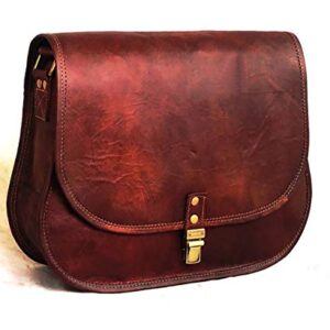 cuero 14 Inch Leather Crossbody Satchel Ladies Purse Women Shoulder Bag Tote Travel Purse Genuine Leather (brown)