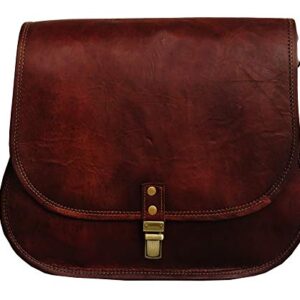 cuero 14 Inch Leather Crossbody Satchel Ladies Purse Women Shoulder Bag Tote Travel Purse Genuine Leather (brown)