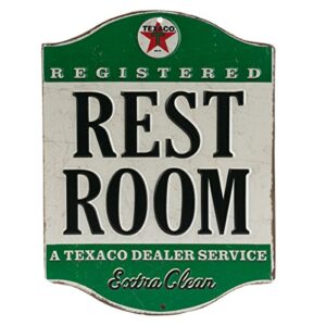 open road brands texaco restroom embossed metal sign – vintage texaco restroom sign for bathroom – registered and extra clean